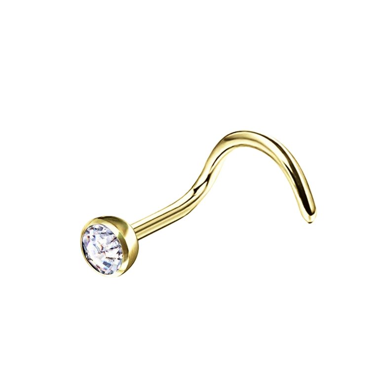 Gioiello piercing sterile NOSE Strass in titanio PVD oro