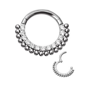 Piercing Ring Clicker ornato di strass con sfere in titanio