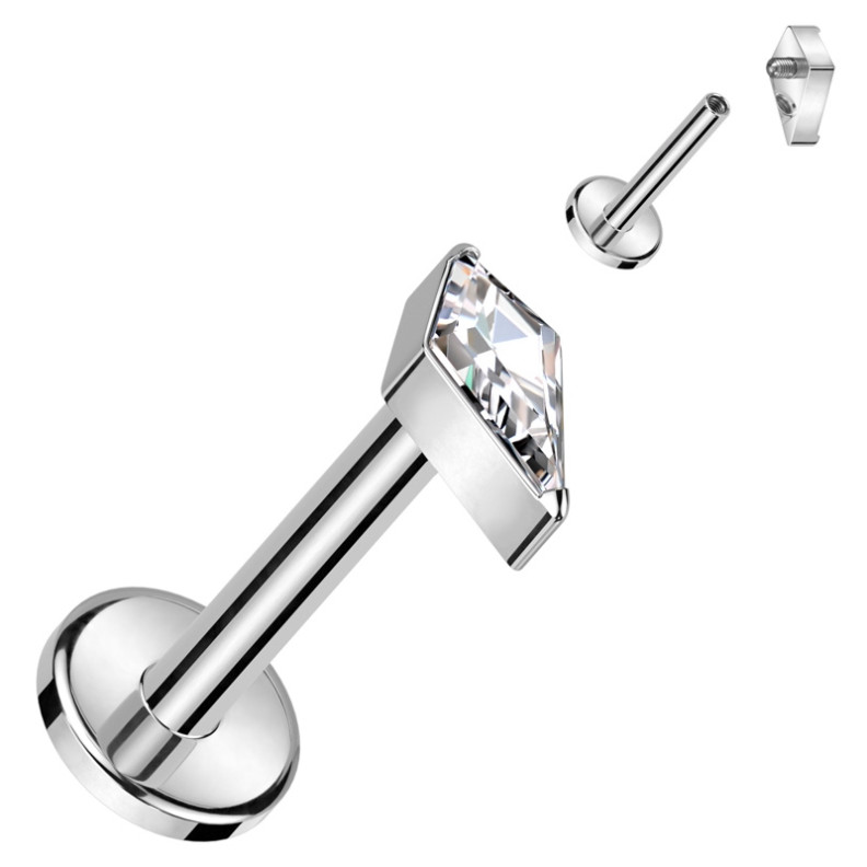 Piercing Labret avec zirconium en losange en Titane Piercing Labret avec zirconium en losange en Titane