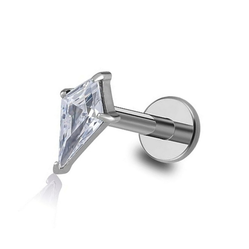 Piercing Labret en forme de losange avec zircon en losange en Titane Piercing Labret en forme de losange avec zircon en losange en Titane