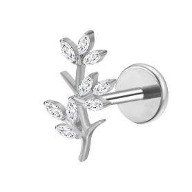 Piercing labret 9 foglie con zirconi in Titanio