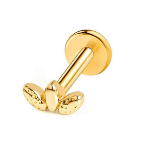 Piercing labret marquise alveolato in Titanio PVD Gold