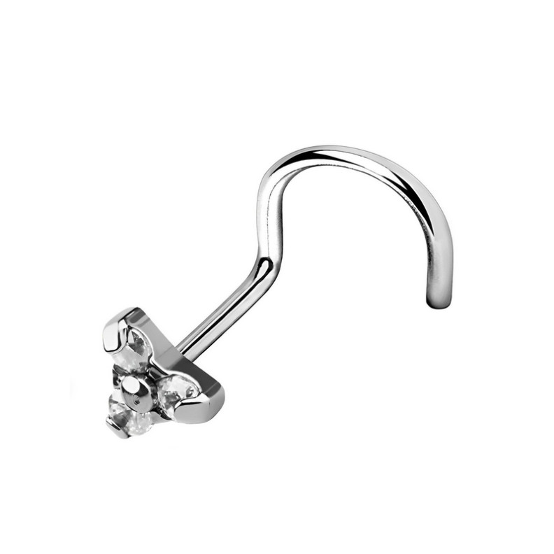 Piercing nez stud trinity orné de zircons griffés