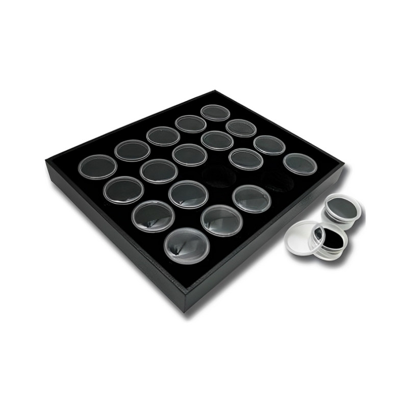 Présentoir à Bijoux Piercings avec 20 Boîtes Rondes Présentoir à Bijoux Piercings avec 20 Boîtes Rondes