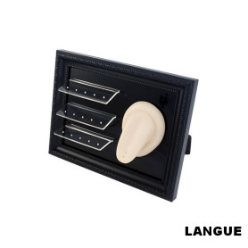 Cadre présentoir à piercings avec modèle en silicone - langue Cadre présentoir à piercings avec modèle en silicone - langue