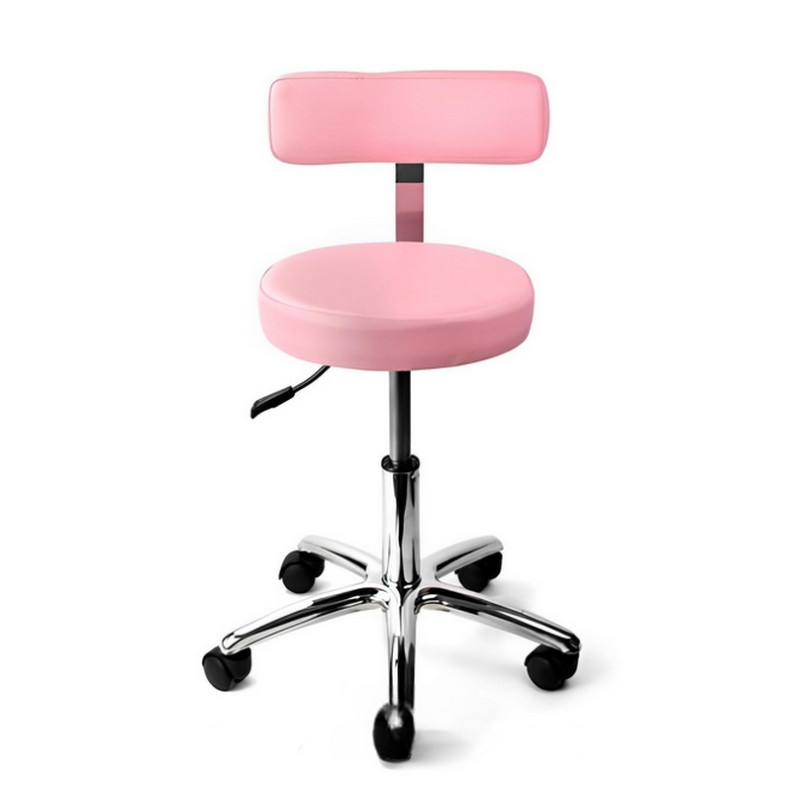 Tabouret professionnel rose avec dossier