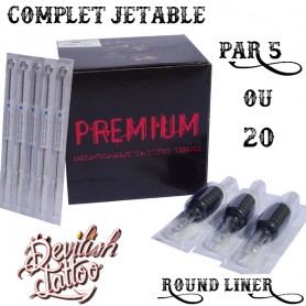 Set completo tubo monouso + aghi - Liner rotondo - Set di 5 o 20 pezzi