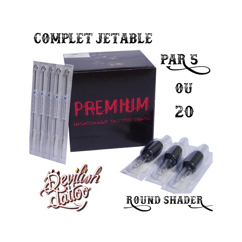 Set completo monouso tubo + aghi - Shader rotondo - Set di 5 o 20 pezzi