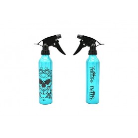 Flacone spray blu da 250 ml con teschio e ossa incrociate