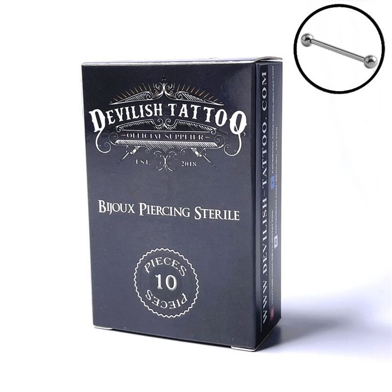 Sterile Piercing BARBELLS dritto Titanio G23 Tatuaggio Diabolico