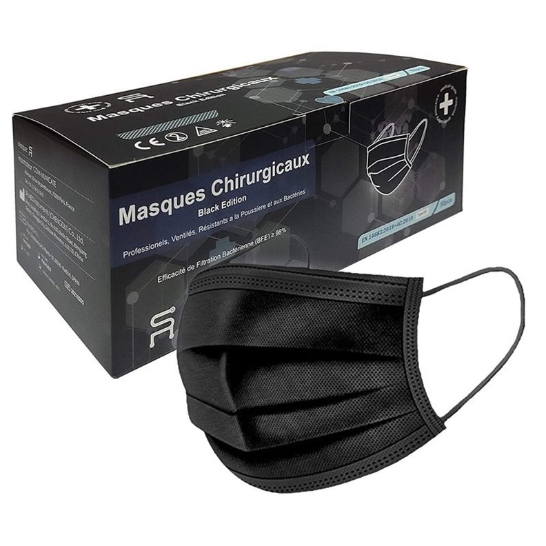 Maschera chirurgica nera, 50 pezzi