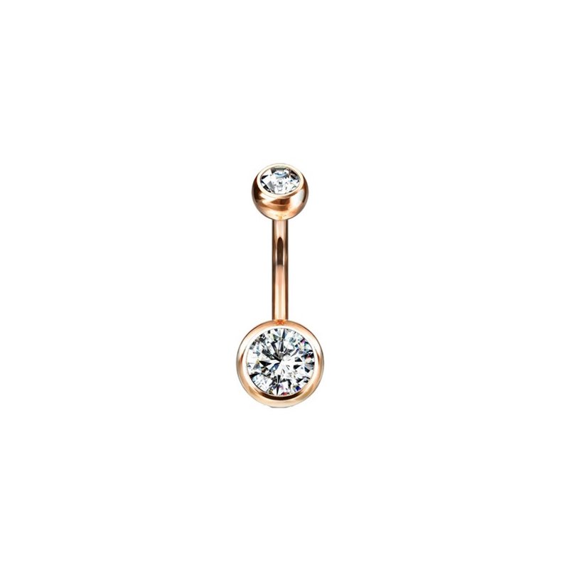 Gioielli per piercing all'ombelico Doppio strass Oro rosa 316L Cristallo