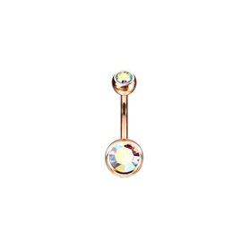 Gioielli per piercing all'ombelico con doppio strass Oro rosa 316L Aurore Boreale